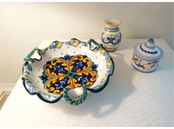 4 Piece Deruta Italian Painted Pottery