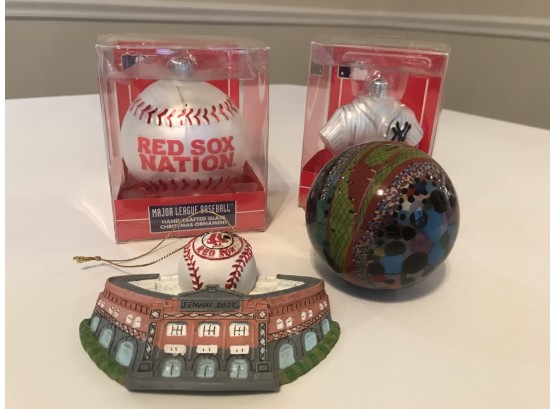 Red Sox And MLB Glass Ornaments  - NEW CAANAN PICKUP