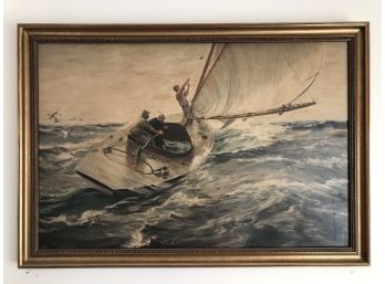 German Sailing Print In Vintage Frame - FAIRFIELD PICKUP
