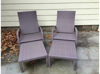 Pair Of Chaise Lounges With Retractable Leg Rests