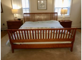 King Bed Frame With Head And Footboard In Slat Sleigh Bed Style