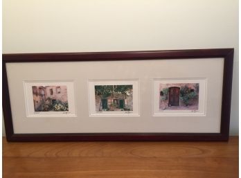 Three Floral Photos Framed In Wood