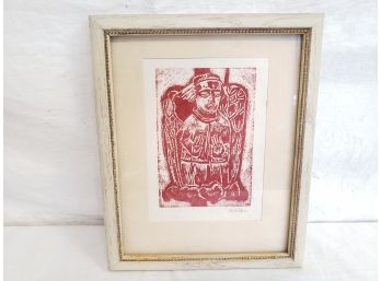 Wood Framed Reproduction Of Gothic Carving Originally By Revington Arthur -  Pencil Signed
