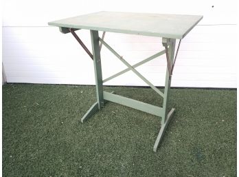 Handmade Wood Green Painted Work Table / Art And Crafts Table