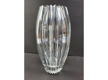 Stunning Mikasa Parallels Heavy & Thick Clear Crystal Flower 10' Vase - From Early 90s