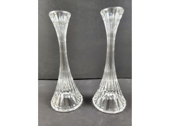 Pretty Pair Of Vintage Mikasa Park Lane Crystal Taper Candlestick Holders