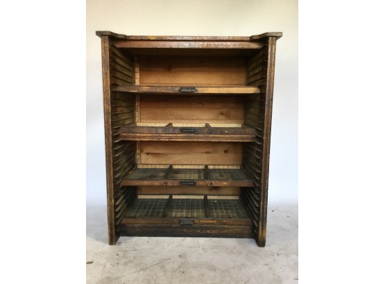 Up-cycled Industrial Letter Press Type Block Storage Cabinet