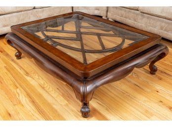 Drexel Heritage Vintage Oak Glass Top Coffee Table