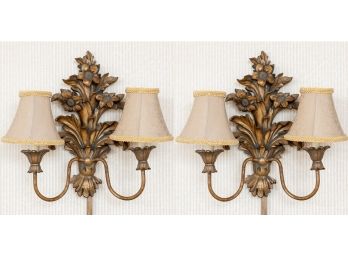 Pair Of Floral Baroque Hanging Wall Sconces