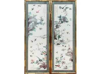 Pair Of Chinese Oriental Silkcreen Prints