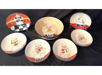 The Casual Chef & ND Hand Painted Pasta Bowl And Serving Plates