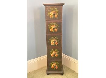 Victorian Inspired Hand Painted & Distressed Thin Five Drawer Cabinet