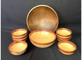 Set Of Ten Wooden Bowls - Weston Bowl Mill Of Vermont