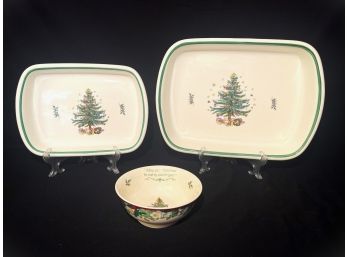 Limited Edition Spode Christmas Tree 70th Anniversary Bowl & Nikko Christmastime Lasagna And Baking Dish