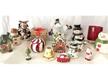 Mixed Holiday Candle Holders, Blue Sky, Yankee Candle, And Others