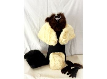 Natural Mink Fur Stole- Garland's St. Louis Gloves, Pair Of Muffs And Head Piece