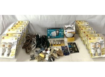 Household Electrical Lot With Wires, Bulbs And Parts From Ecosmart, Sylvania & More