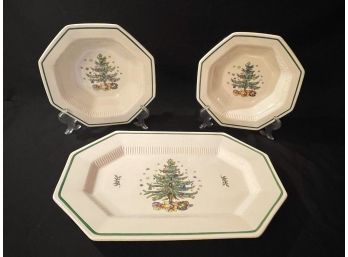 Nikko Christmastime Platter And Two Vegetable Bowls