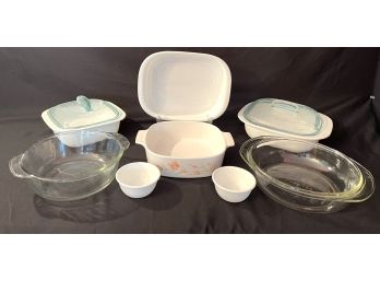 Pyrex- Simply Life Corningware Glass Bakeware Set, HTF, Peach Floral Corning Ware