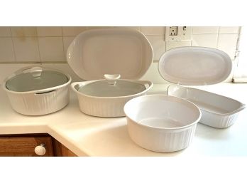 French White Corning Bakeware Set