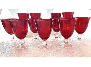 Set Of Eleven Ruby Red Lenox Goblets