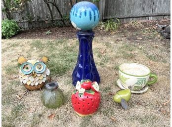 Collection Of Ceramic, Glass & Metal Outdoor Decorations