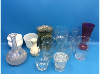 Vintage Lot Glass Glassware Vases Candle Covers