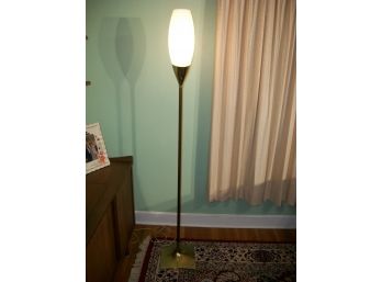 Fabulous Mid Century Floor Lamp High Quality - Brass Base - Glass Shade