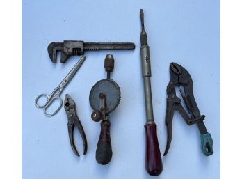 Vintage Tool Lot Includes Vice Grip, Plier, Drill And More (l6)