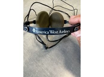 Vintage American West Airlines Audio Headphone Speakers
