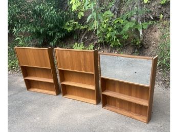 Vintage Set Of 3 Teak Veneer Shelves