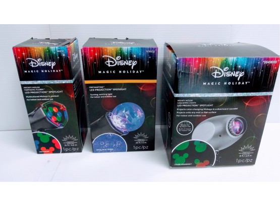 Three Disney Magic Holiday Projection Lights Mickey Mouse & Spot Light NEW
