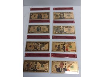 Nice Collection Of Eight 24k Gold Bank Notes