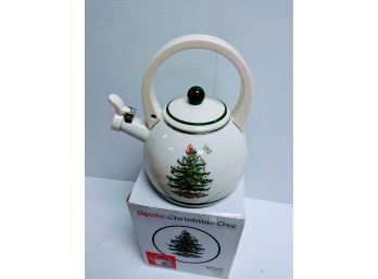 Spode Christmas Tree Whistling Tea Kettle 2.2 Quart - NEW