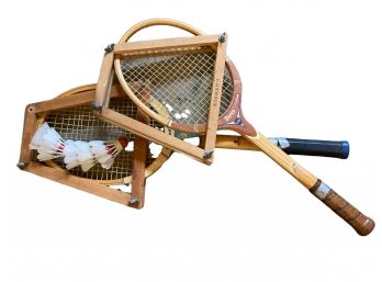 2 Tournament Badminton Racquets Vintage With Vintage Birdies