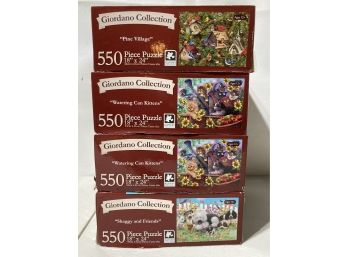 4 Giordano Collection Puzzles 550 Pieces Birds 2 Kitties And Dogs