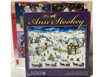 2 Puzzle Boxes An Ann Stookey And 4 In 1 Christmas Theme Puzzles All 500 Pieces