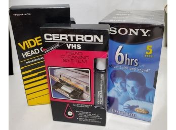 VCR New Pack Of 6 Tapes And 2 Head Cleaners