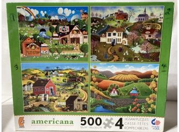 Americana 4 Jig Saw Puzzles 500 Piece Each Puzzle