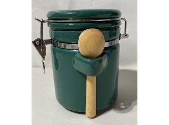 Green Crock With With Spoon
