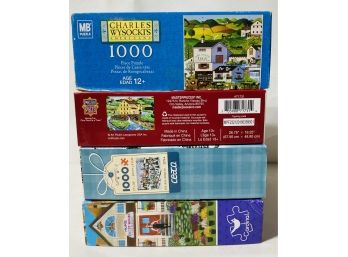 4 1000 Piece Puzzle Mixed Artist Lot Houses With Different Settings