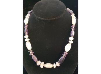Vintage Amethyst And Quartz Natural Stone Necklace