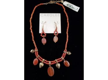 New With Tags Bloomingdale's Carolee Semi Precious Stone Necklace And Earring Set