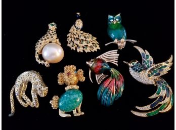Large Enamel And Jeweled Pin Lot E. Pearl Boucher