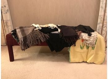Assortment Of Scarves And Leather Gloves