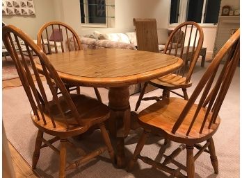 Oak And Formica Table With Four Chairs
