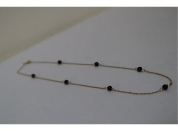 14K Yellow Gold With Onyx Bead Necklace