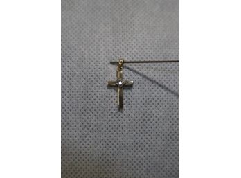 14K Yellow Gold With Diamond Cross Pendant Signed ESEMCO