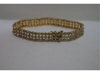 925 Sterling Silver With Gold Overlay And 2CT Diamonds Bracelet Signed DBJ