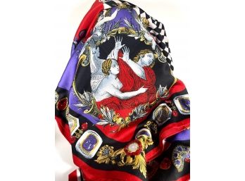 Contemporary Scarf Colorful W Neoclassic Figures And Cherubs